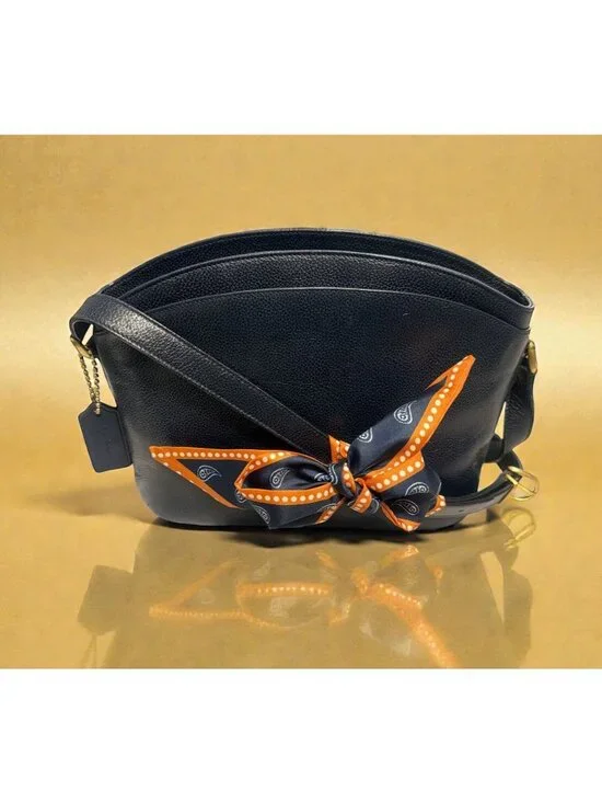 VTG Coach Madison Pierre Bag 4406 Navy Caviar Pebbled Leather Double Zip Italy - Picture 9 of 9